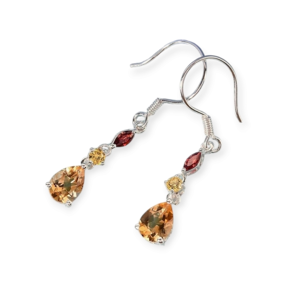 Citrine and Zirconia Dangle Earrings